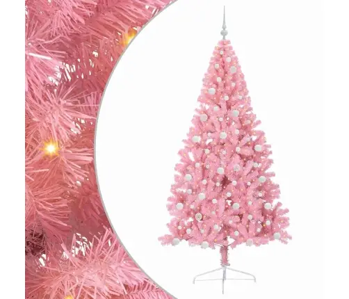 Mākslīgais Led Ziemassvētku Eglīte Su 300 Led Rozā 210 Cm Pvc Vidaxl