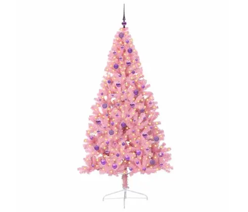 Dirbtinis Prieššventinis Eglutė Su Šviesomis Rožinė 210 Cm Pvc