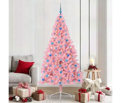 Tehis Pre-Lit Jõulupuu Koos 300 Led-Iga Roosa 210 Cm Pvc Tehis Pre-Lit Jõulupuu Koos 300 Led-Iga Roosa 210 Cm Pvc