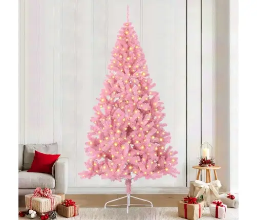 Ziemassvētku Eglīte Ar Dekoratīvām Stīgu Gaismām Rozā 240 Cm Vidaxl