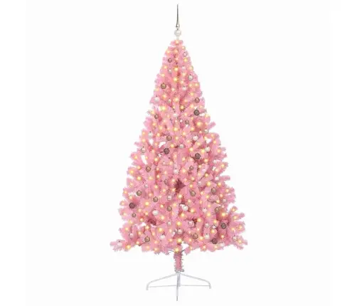 Mākslīgais Led Ziemassvētku Eglīte Su 300 Led Rozā 240 Cm Pvc Vidaxl