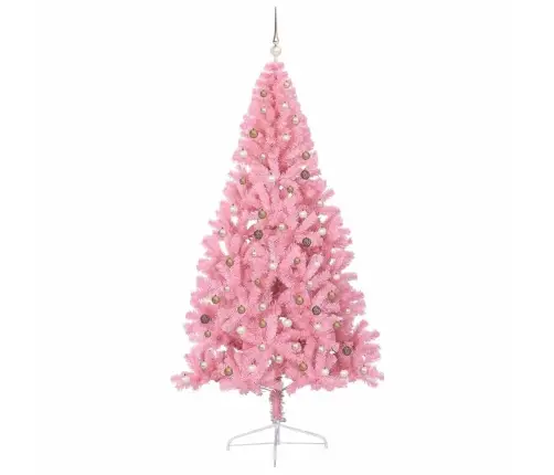Mākslīgais Led Ziemassvētku Eglīte Su 300 Led Rozā 240 Cm Pvc Vidaxl