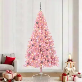 Dirbtinis Prieššventinis Eglutė Su Šviesomis Rožinė 240 Cm Pvc