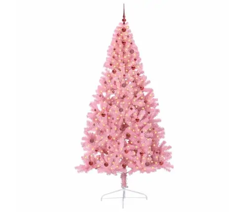 Mākslīgais Led Ziemassvētku Eglīte Su 300 Led Rozā 240 Cm Pvc Vidaxl