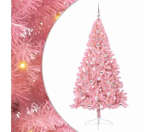 Mākslīgais Led Ziemassvētku Eglīte Su 300 Led Rozā 240 Cm Pvc Vidaxl