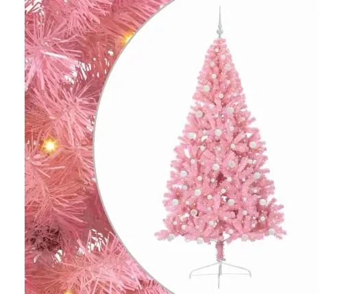 Mākslīgais Led Ziemassvētku Eglīte Su 300 Led Rozā 240 Cm Pvc Vidaxl