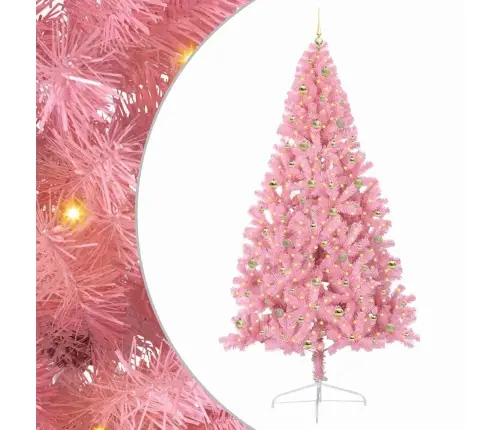 Tehis Pre-Lit Jõulupuu Koos 300 Led-Iga Roosa 240 Cm Pvc Tehis Pre-Lit Jõulupuu Koos 300 Led-Iga Roosa 240 Cm Pvc
