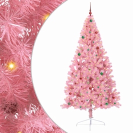 Mākslīgais Led Ziemassvētku Eglīte Su 300 Led Rozā 240 Cm Pvc Vidaxl