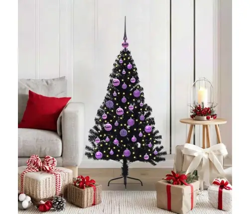 Dirbtinis Prieššventinis Eglutė Su Šviesomis Juoda 120 Cm Pvc Dirbtinis Prieššventinis Eglutė Su Šviesomis Juoda 120 Cm Pvc