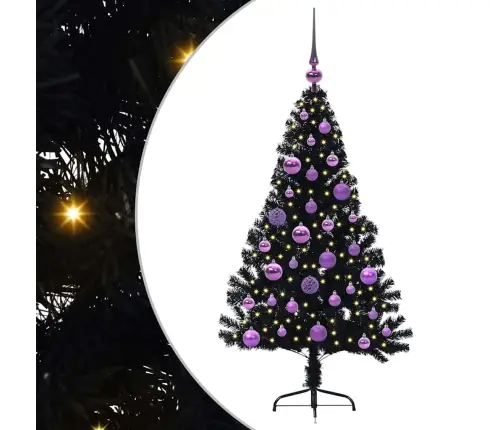 Dirbtinis Prieššventinis Eglutė Su Šviesomis Juoda 120 Cm Pvc Dirbtinis Prieššventinis Eglutė Su Šviesomis Juoda 120 Cm Pvc