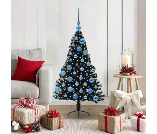 Dirbtinis Prieššventinis Eglutė Su Šviesomis Juoda 120 Cm Pvc