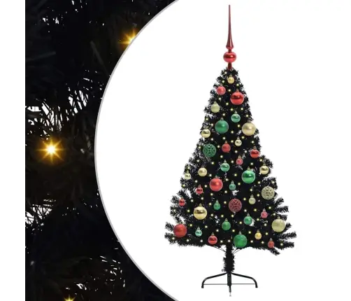 Tehis Pre-Lit Jõulupuu Koos 150 Led-Iga Must 120 Cm Pvc Tehis Pre-Lit Jõulupuu Koos 150 Led-Iga Must 120 Cm Pvc