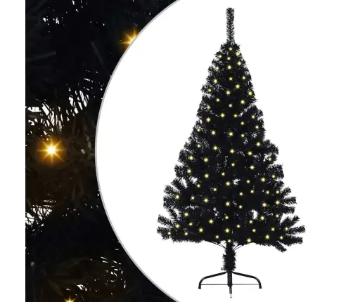 Dirbtinis Prieššventinis Eglutė Su Šviesomis Juoda 150 Cm Pvc Dirbtinis Prieššventinis Eglutė Su Šviesomis Juoda 150 Cm Pvc