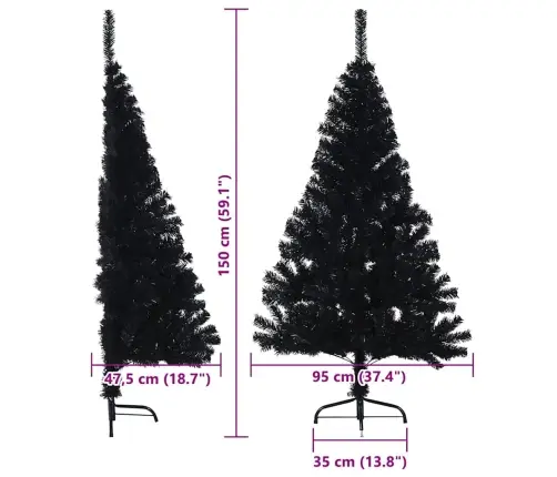 Dirbtinis Prieššventinis Eglutė Su Šviesomis Juoda 150 Cm Pvc Dirbtinis Prieššventinis Eglutė Su Šviesomis Juoda 150 Cm Pvc