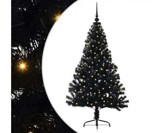 Tehis Pre-Lit Jõulupuu Koos 150 Led-Iga Must 150 Cm Pvc