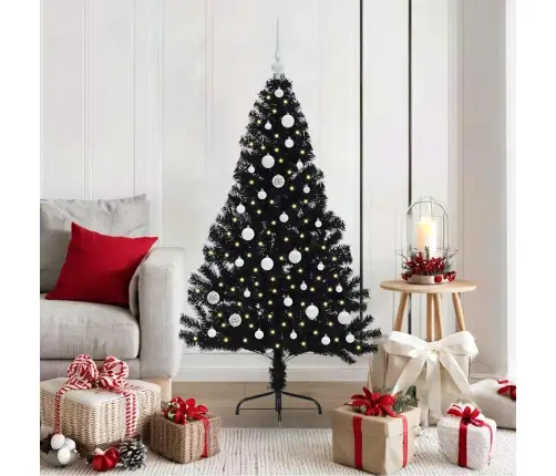 Mākslīgais Led Ziemassvētku Eglīte Su 150 Led Melna 150 Cm Pvc Vidaxl