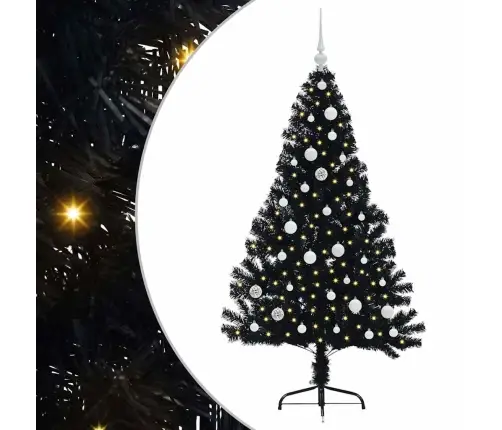 Mākslīgais Led Ziemassvētku Eglīte Su 150 Led Melna 150 Cm Pvc Vidaxl