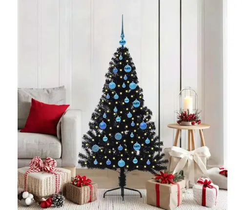 Dirbtinis Prieššventinis Eglutė Su Šviesomis Juoda 150 Cm Pvc