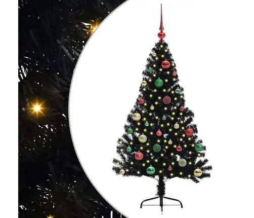 Dirbtinis Prieššventinis Eglutė Su Šviesomis Juoda 150 Cm Pvc