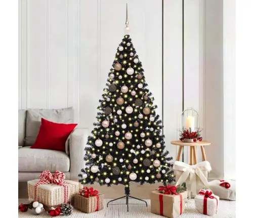 Mākslīgais Led Ziemassvētku Eglīte Su 300 Led Melna 180 Cm Pvc Vidaxl