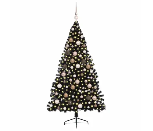 Mākslīgais Led Ziemassvētku Eglīte Su 300 Led Melna 180 Cm Pvc Vidaxl