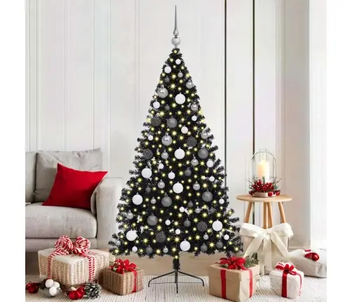 Tehis Pre-Lit Jõulupuu Koos 300 Led-Iga Must 180 Cm Pvc