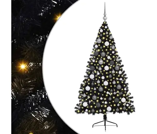 Tehis Pre-Lit Jõulupuu Koos 300 Led-Iga Must 180 Cm Pvc