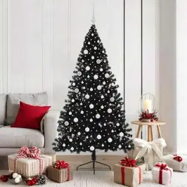 Dirbtinis Prieššventinis Eglutė Su Šviesomis Juoda 180 Cm Pvc