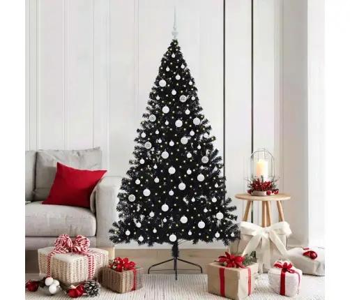 Mākslīgais Led Ziemassvētku Eglīte Su 300 Led Melna 180 Cm Pvc Vidaxl