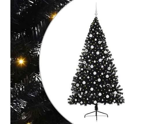 Mākslīgais Led Ziemassvētku Eglīte Su 300 Led Melna 180 Cm Pvc Vidaxl