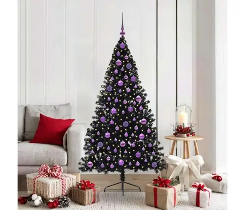 Tehis Pre-Lit Jõulupuu Koos 300 Led-Iga Must 180 Cm Pvc