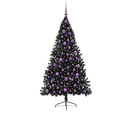 Tehis Pre-Lit Jõulupuu Koos 300 Led-Iga Must 180 Cm Pvc