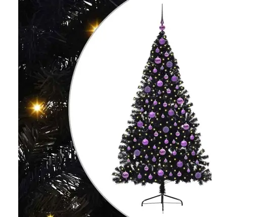 Tehis Pre-Lit Jõulupuu Koos 300 Led-Iga Must 180 Cm Pvc