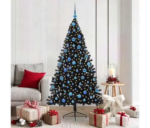 Tehis Pre-Lit Jõulupuu Koos 300 Led-Iga Must 180 Cm Pvc