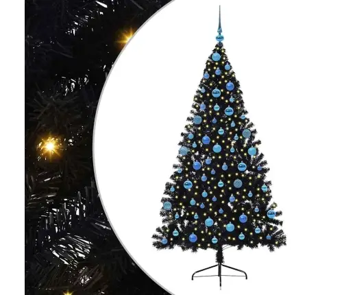 Tehis Pre-Lit Jõulupuu Koos 300 Led-Iga Must 180 Cm Pvc