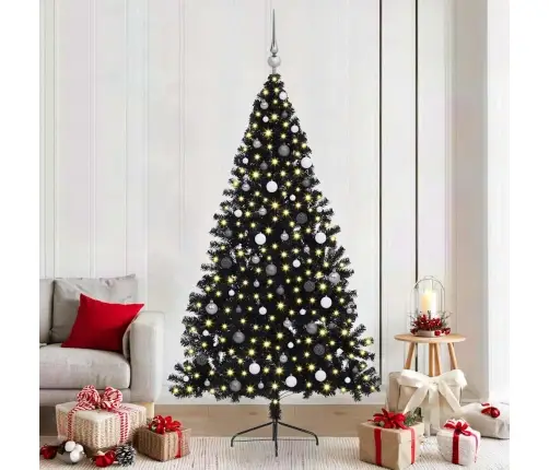 Tehis Pre-Lit Jõulupuu Koos 300 Led-Iga Must 210 Cm Pvc