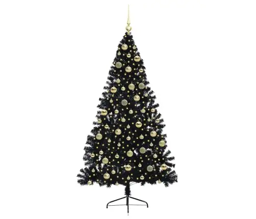 Tehis Pre-Lit Jõulupuu Koos 300 Led-Iga Must 210 Cm Pvc