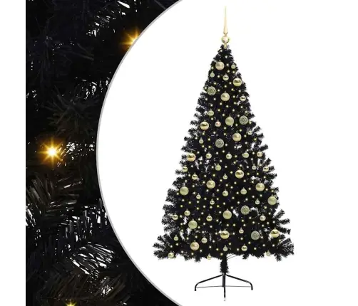 Tehis Pre-Lit Jõulupuu Koos 300 Led-Iga Must 210 Cm Pvc