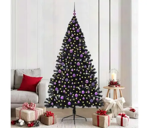 Mākslīgais Led Ziemassvētku Eglīte Su 300 Led Melna 210 Cm Pvc Vidaxl