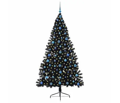 Dirbtinis Prieššventinis Eglutė Su Šviesomis Juoda 210 Cm Pvc Dirbtinis Prieššventinis Eglutė Su Šviesomis Juoda 210 Cm Pvc