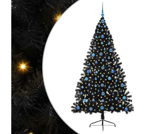 Dirbtinis Prieššventinis Eglutė Su Šviesomis Juoda 210 Cm Pvc Dirbtinis Prieššventinis Eglutė Su Šviesomis Juoda 210 Cm Pvc