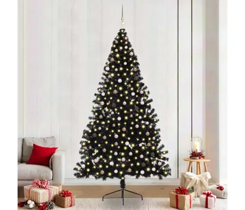 Tehis Pre-Lit Jõulupuu Koos 300 Led-Iga Must 240 Cm Pvc