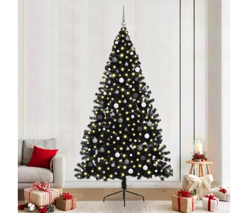 Tehis Pre-Lit Jõulupuu Koos 300 Led-Iga Must 240 Cm Pvc