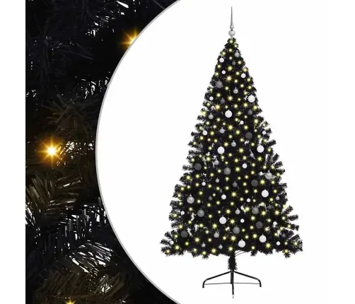 Tehis Pre-Lit Jõulupuu Koos 300 Led-Iga Must 240 Cm Pvc