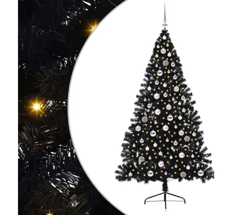 Tehis Pre-Lit Jõulupuu Koos 300 Led-Iga Must 240 Cm Pvc