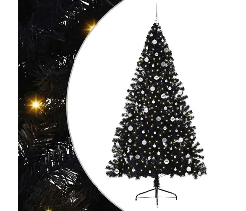 Tehis Pre-Lit Jõulupuu Koos 300 Led-Iga Must 240 Cm Pvc Tehis Pre-Lit Jõulupuu Koos 300 Led-Iga Must 240 Cm Pvc