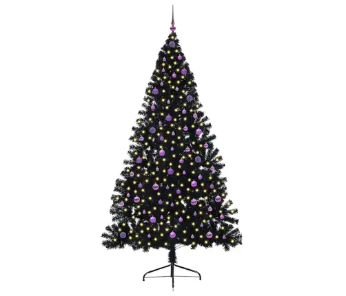 Mākslīgais Led Ziemassvētku Eglīte Su 300 Led Melna 240 Cm Pvc Vidaxl