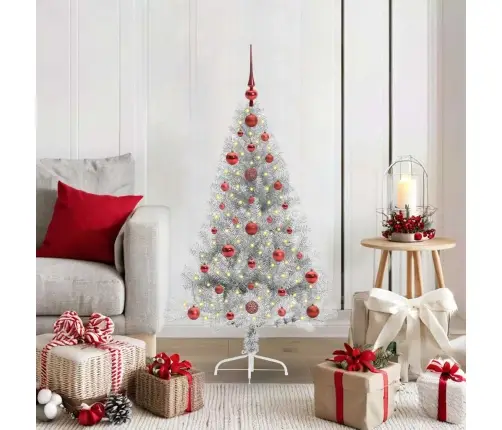 Tehis Pre-Lit Jõulupuu Koos 150 Led-Iga Hõbedane 120 Cm Pet