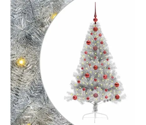 Tehis Pre-Lit Jõulupuu Koos 150 Led-Iga Hõbedane 120 Cm Pet