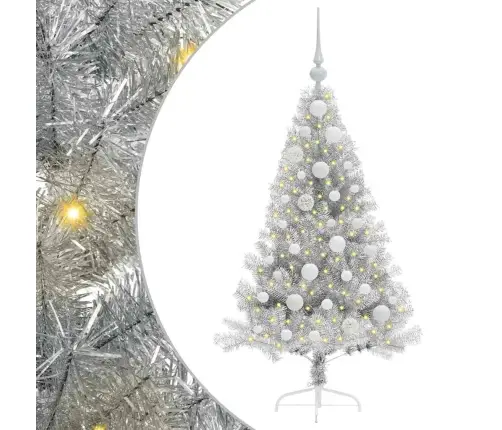 Mākslīgais Led Ziemassvētku Eglīte Sudraba 120 Cm Pet Vidaxl